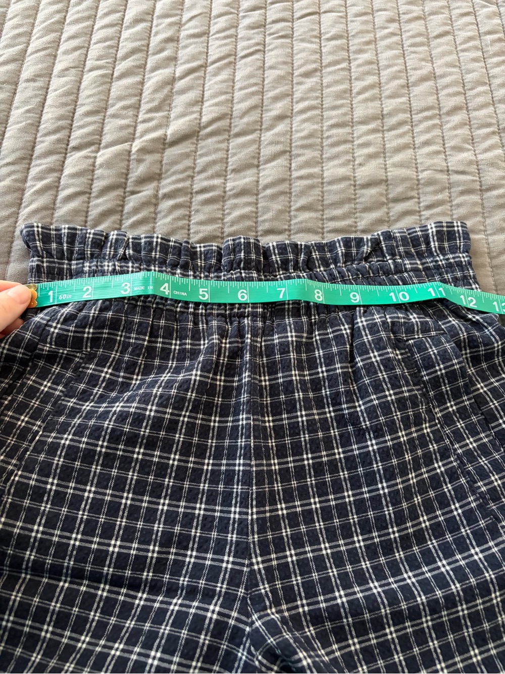 Urban Outfitters Navy Plaid Wide Leg Paperbag Pants Academia Preppy XS - Picture 7 of 9